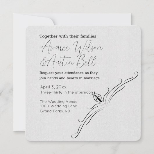 Wit en Zwart Minimalistische Huwelijksuitnodiging Kaart (Voorkant)