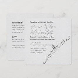 Wit en Zwart Minimalistische Huwelijksuitnodiging Kaart