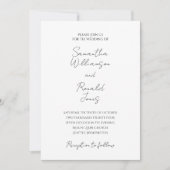 Wit en zwart minimalistische kalligrafie bruiloft kaart (Voorkant)