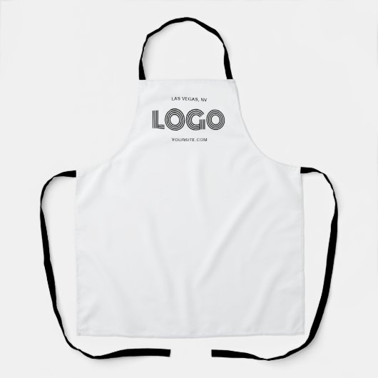 Wit en zwart Modern Business Logo Schort (Voorkant)