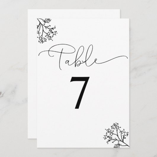 Wit en Zwart Modern Elegance tafelnummer (Voorkant / Achterkant)