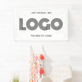 Wit en Zwart Modern Grote Rechthoekige Logo Spandoek (Insitu)