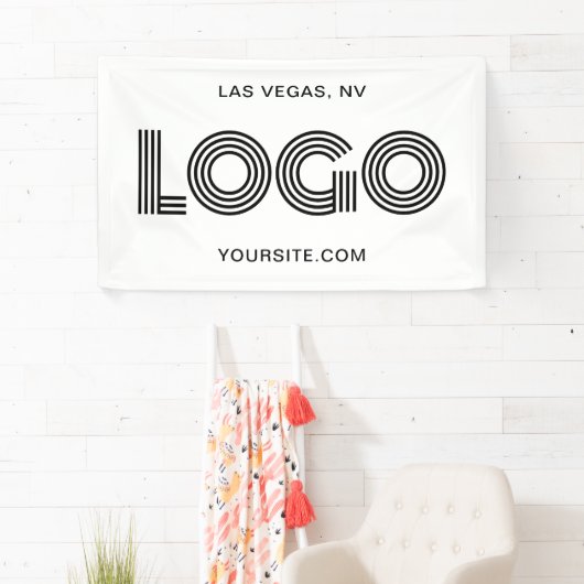 Wit en Zwart Modern Grote Rechthoekige Logo Spandoek (Insitu)