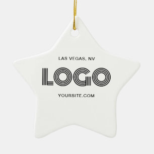 Wit en Zwart Modern Logo Keramisch Ornament
