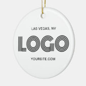 Wit en Zwart Modern Logo Keramisch Ornament (Links)