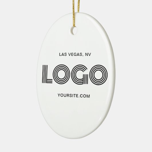 Wit en Zwart Modern Logo Keramisch Ornament (Links)