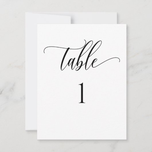 Wit en zwart, modern minimalistisch tabelnummer (Voorkant)