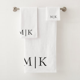 Wit en zwart | Modern monogram Bad Handdoek