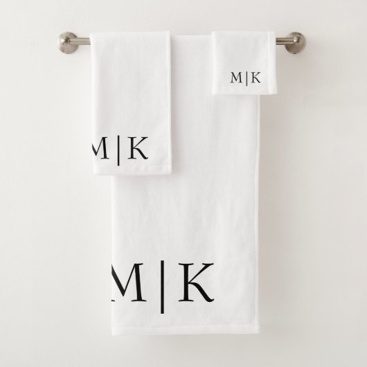 Wit en zwart | Modern monogram Bad Handdoek (Insitu)