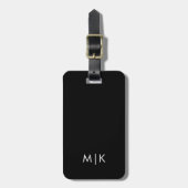 Wit en zwart modern monogram bagagelabel (Voorkant verticaal)