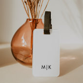 Wit en zwart | Modern monogram Bagagelabel