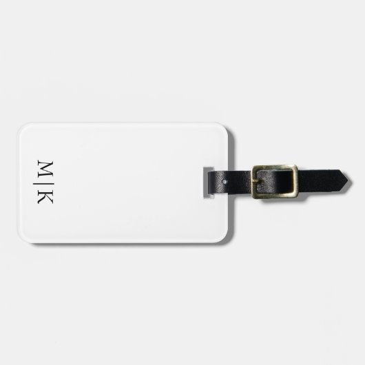 Wit en zwart | Modern monogram Bagagelabel (Voorkant horizontaal)