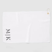 Wit en zwart | Modern monogram Golfhanddoek (Horizontaal)