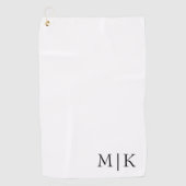 Wit en zwart | Modern monogram Golfhanddoek (Voorkant)