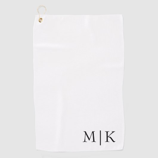 Wit en zwart | Modern monogram Golfhanddoek (Voorkant)