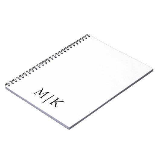 Wit en zwart | Modern monogram Notitieboek (Linkerzijde)