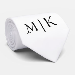 Wit en zwart   Modern monogram Stropdas