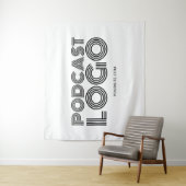 Wit en Zwart Modern Podcast Logo Wandkleed (In situ)