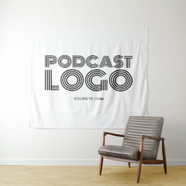 Wit en Zwart Modern Podcast Logo Wandkleed