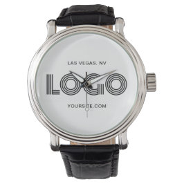 Wit en Zwart Modern Rechthoekig Logo Horloge