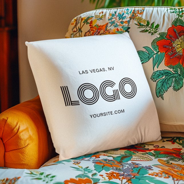 Wit en Zwart Modern Rechthoekig Logo Kussen (White and Black Modern Rectangular Logo Throw Pillow)