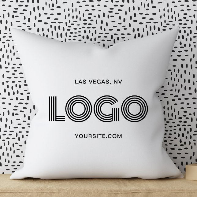 Wit en Zwart Modern Rechthoekig Logo Kussen (White and Black Modern Rectangular Logo Throw Pillow)