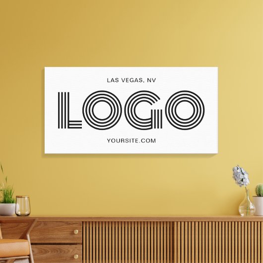 Wit en Zwart Modern Rechthoekig Logo Promo Canvas Afdruk (Insitu (Woonkamer))