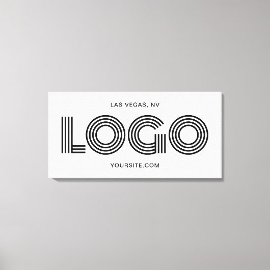 Wit en Zwart Modern Rechthoekig Logo Promo Canvas Afdruk (Voorkant)