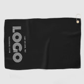 Wit en Zwart Modern Rechthoekig Logo Promo Golfhanddoek (Horizontaal)