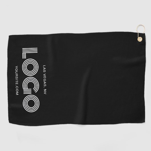 Wit en Zwart Modern Rechthoekig Logo Promo Golfhanddoek (Horizontaal)