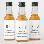 Wit en Zwart Monogram Dank u Bruiloft Likeurfles Etiket (Flessen)