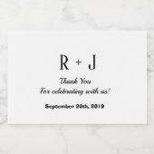 Wit en Zwart Monogram Dank u Bruiloft Likeurfles Etiket (Enkel label)