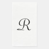 Wit en Zwart Monogram Elegant Eenvoudig Chique Servet (Voorkant)