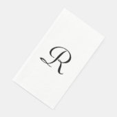 Wit en Zwart Monogram Elegant Eenvoudig Chique Servet (Hoek)