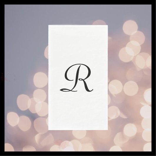 Wit en Zwart Monogram Elegant Eenvoudig Chique Servet