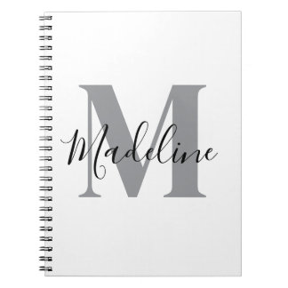 Wit En Zwart Monogram Elegant Notitieboek