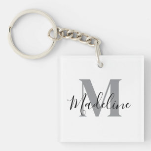 Wit En Zwart Monogram Elegant Sleutelhanger