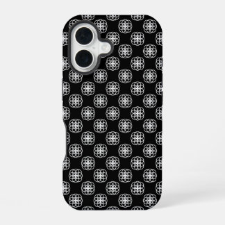Wit en zwart naadloos patroon iPhone achterkant 16 Hoesje