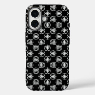 Wit en zwart naadloos patroon iPhone achterkant 16 Hoesje