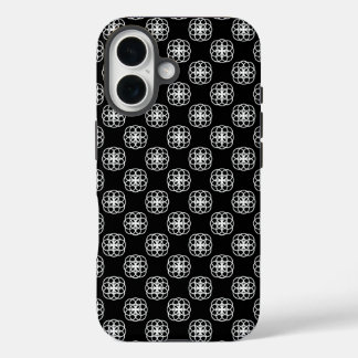 Wit en zwart naadloos patroon iPhone achterkant 16 Hoesje