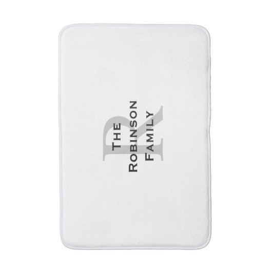 Wit en Zwart Naam Classic Monogrammed Badmat (Voorkant Verticaal)