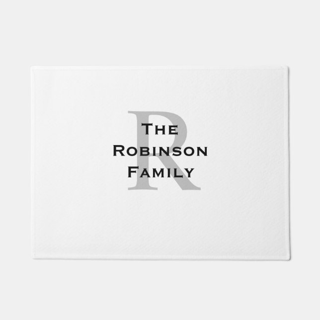 Wit en zwart naam geborduurd  deurmat (Voorkant)