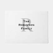 Wit en zwart naam met monogram deurmat (Voorkant)