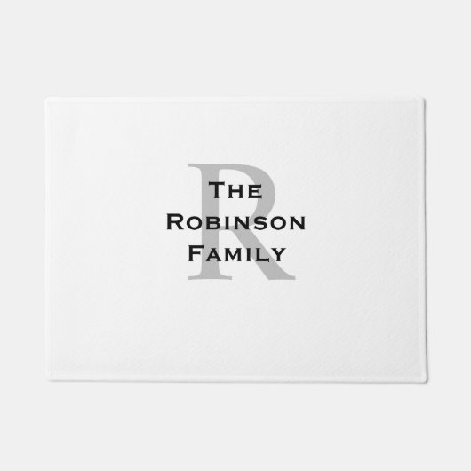 Wit en zwart naam met monogram deurmat (Voorkant)