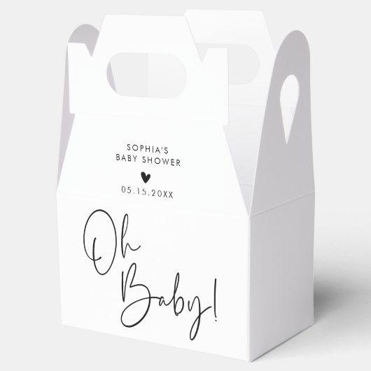 Wit en Zwart Oh Baby Modern Boho Baby shower Bedankdoosjes (Geopend)