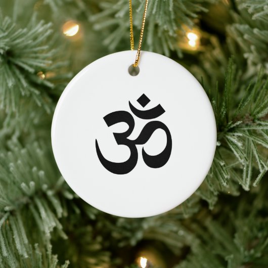Wit en zwart Om-symbool Keramisch Ornament (Boom)