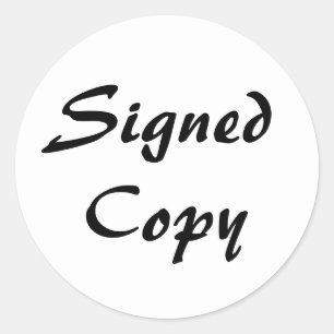 Wit en Zwart Ondertekende Kopie Ronde Sticker