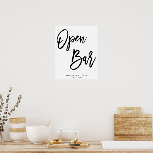 Wit en zwart open bar bord poster (Keuken)