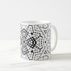 Wit en zwart opengewerkt geometrisch patroon Elsa Koffiemok