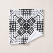 Wit en zwart opengewerkte geometrische patroon Ann Bad Handdoek (Wasdoekje)